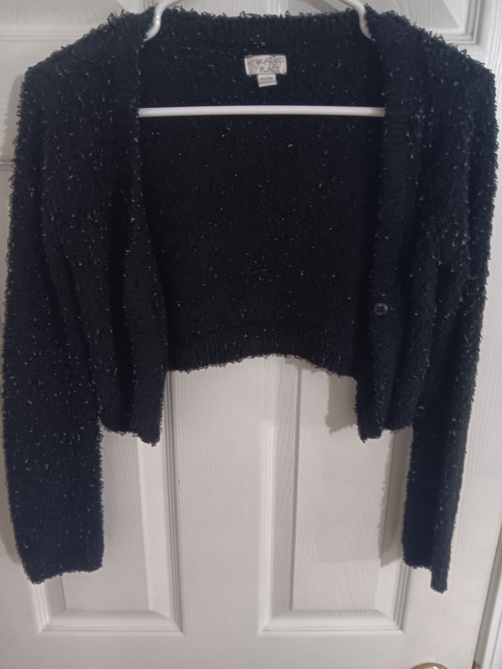 1989 Place Black Textured Cropped Cardigan